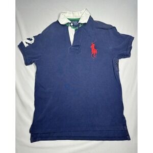 Vintage Polo Ralph Lauren Big Pony Custom Fit Polo‎ Shirt Size Large Preppy